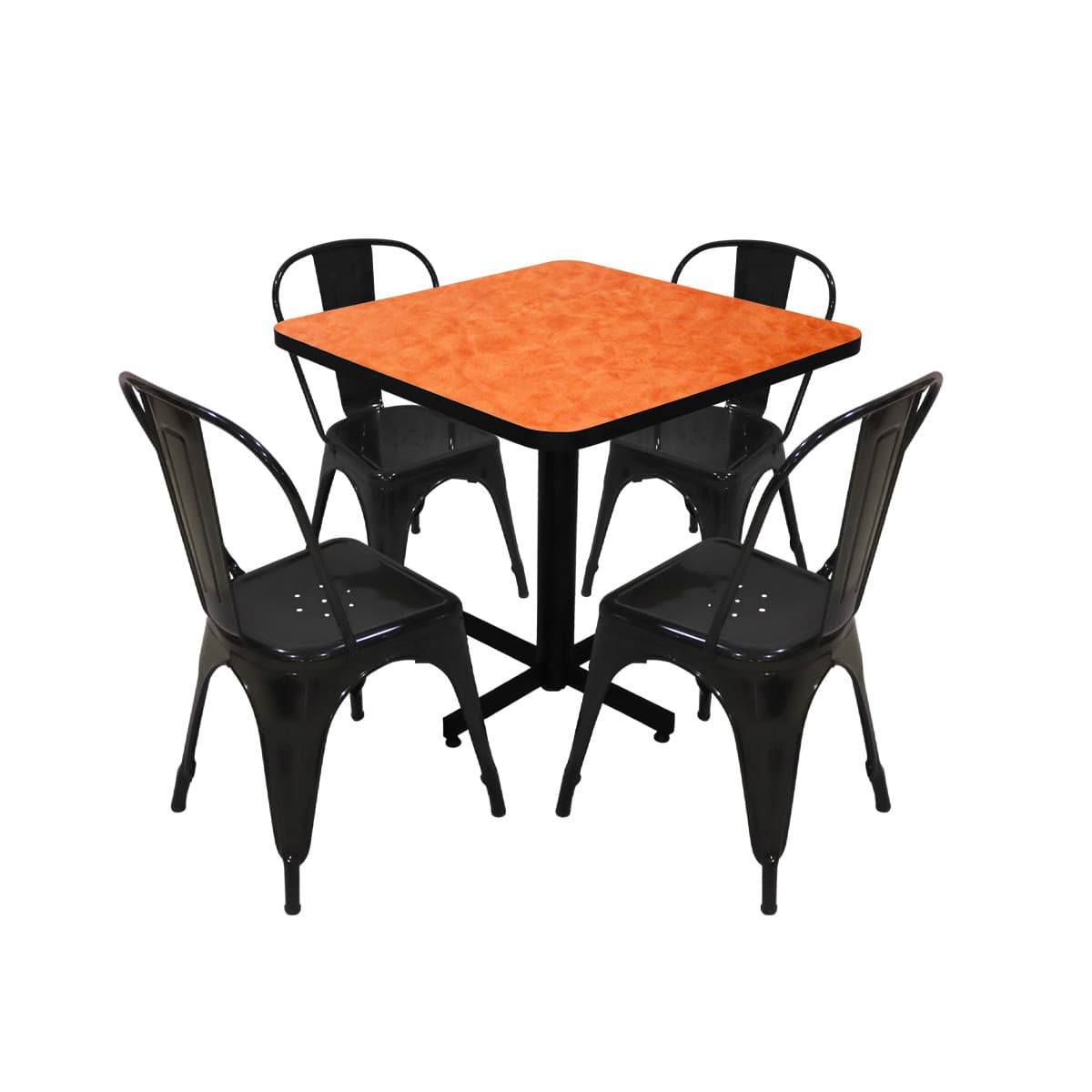Conjunto Modelo Tolix Naranja Deslavado - estándar 4 sillas