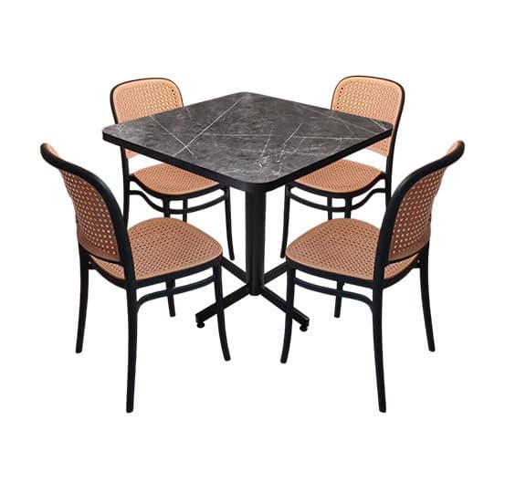 Conjunto Modelo Tulum Gris Carrara - estándar 4 sillas