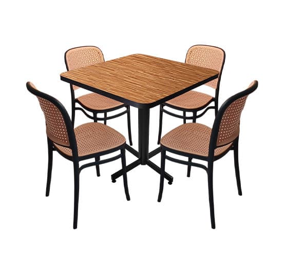 Conjunto Modelo Tulum Golden Bambú - estándar 4 sillas