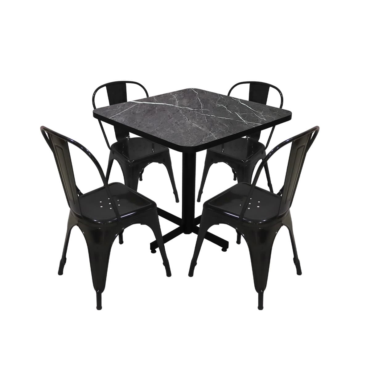 Conjunto Modelo Tolix Gris Carrara - estándar 4 sillas