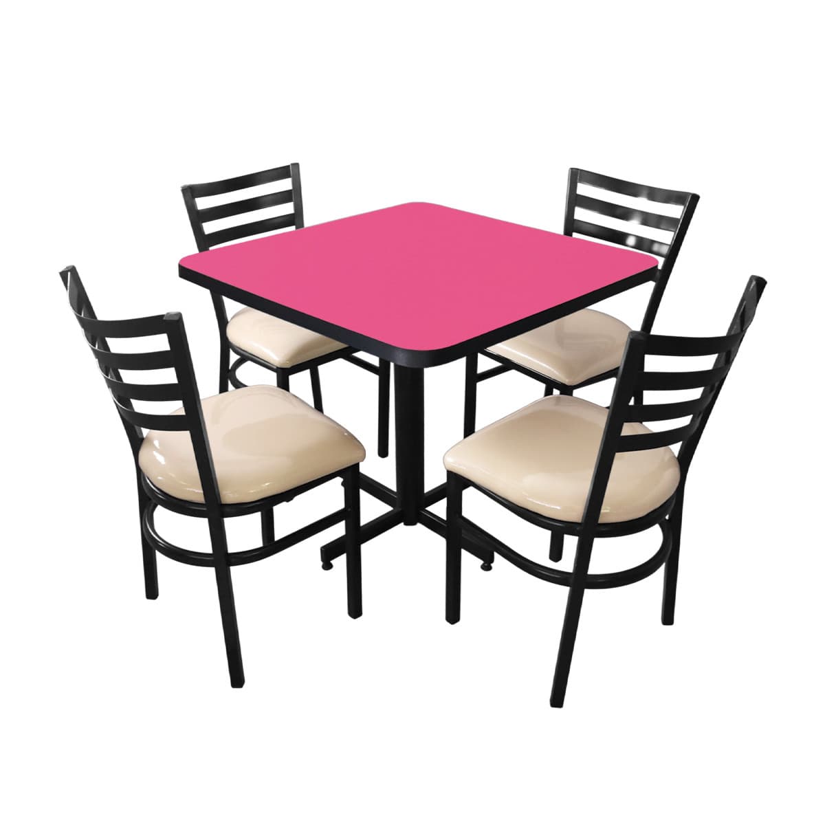 Conjunto Modelo Italia Rosa Mate - estándar 4 sillas