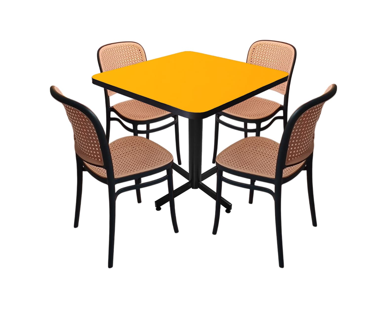 Conjunto Modelo Tulum Amarillo Liso - estándar 4 sillas