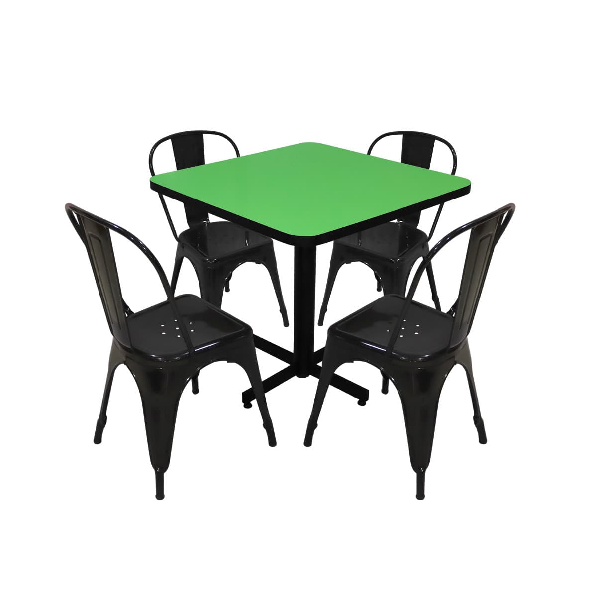 Conjunto Modelo Tolix Verde Limón - estándar 4 sillas