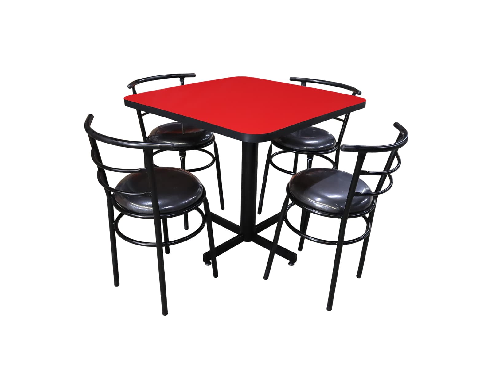 Conjunto Modelo Chabeli Rojo Liso Brillante - estándar 4 sillas