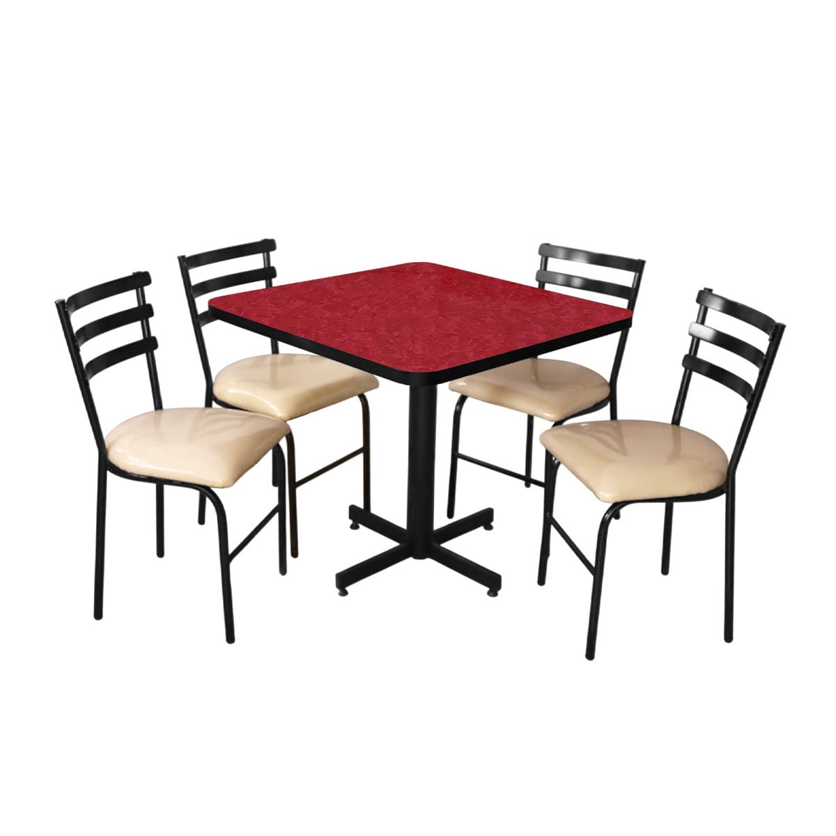 Conjunto Modelo Panda Rojo Traventino - estándar 4 sillas